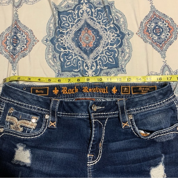 Rick Revival Betty bootcut jeans factory destroyed 31 waist 32 length - Picture 9 of 9